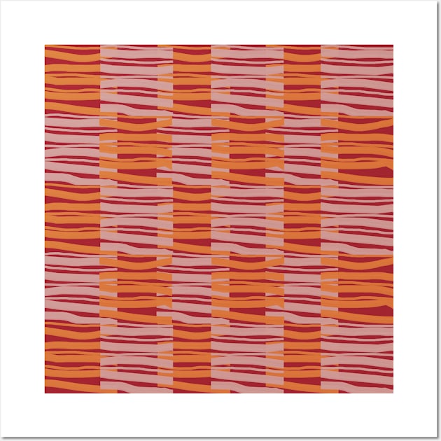 Contemporary Retro Orange Pink Burgundy Abstract Fibres Pattern Wall Art by BillingtonPix